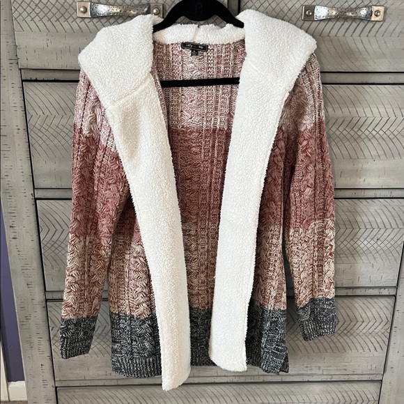 Lety & Me Sweaters - Pink and Gray Knit Cardigan